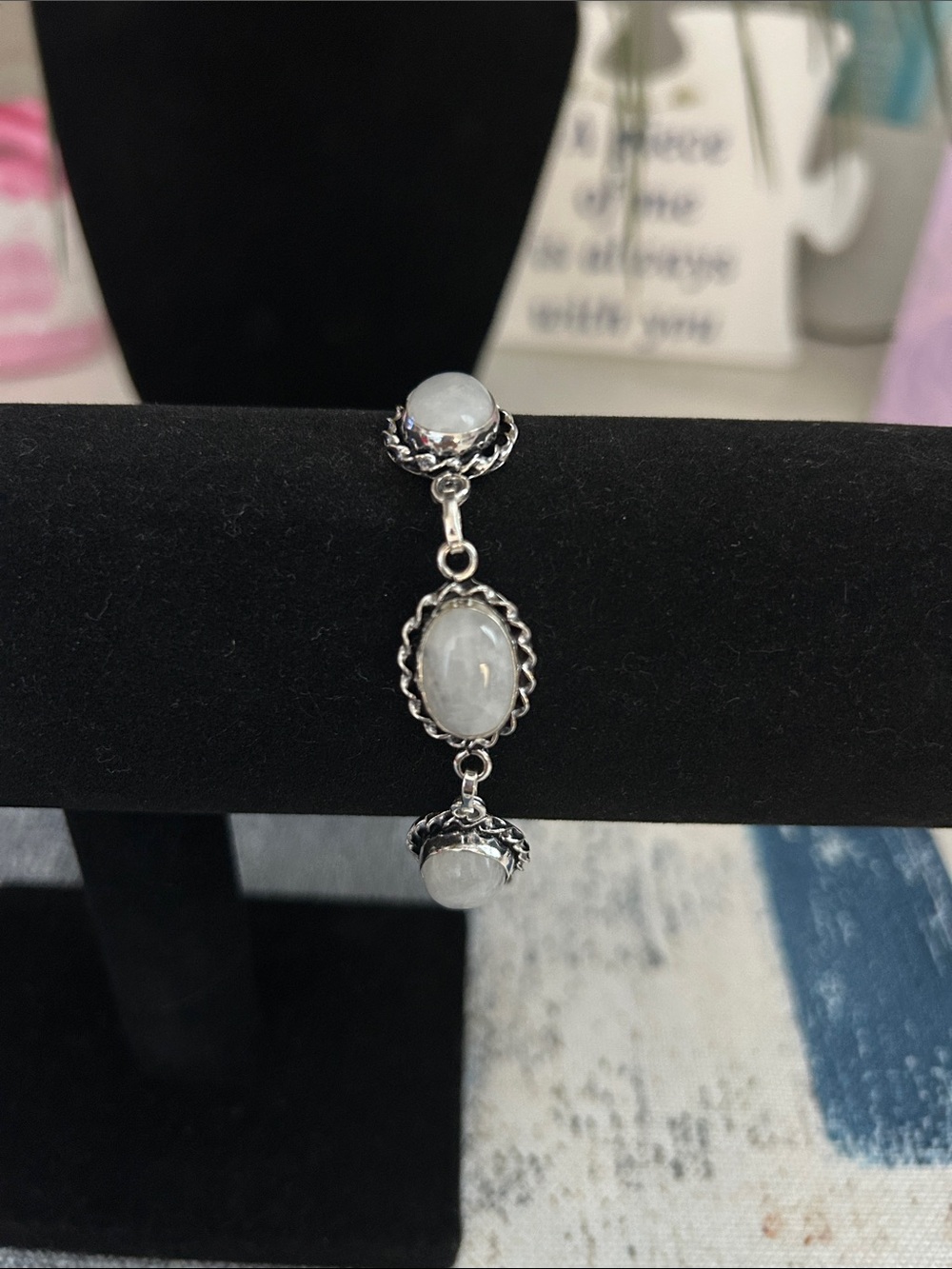 Sterling Silver Rainbow Moonstone Gemstone Bracelet